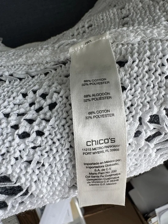 Chico's White Openwork Long Cardigan size 3 XL - Picture 6 of 6